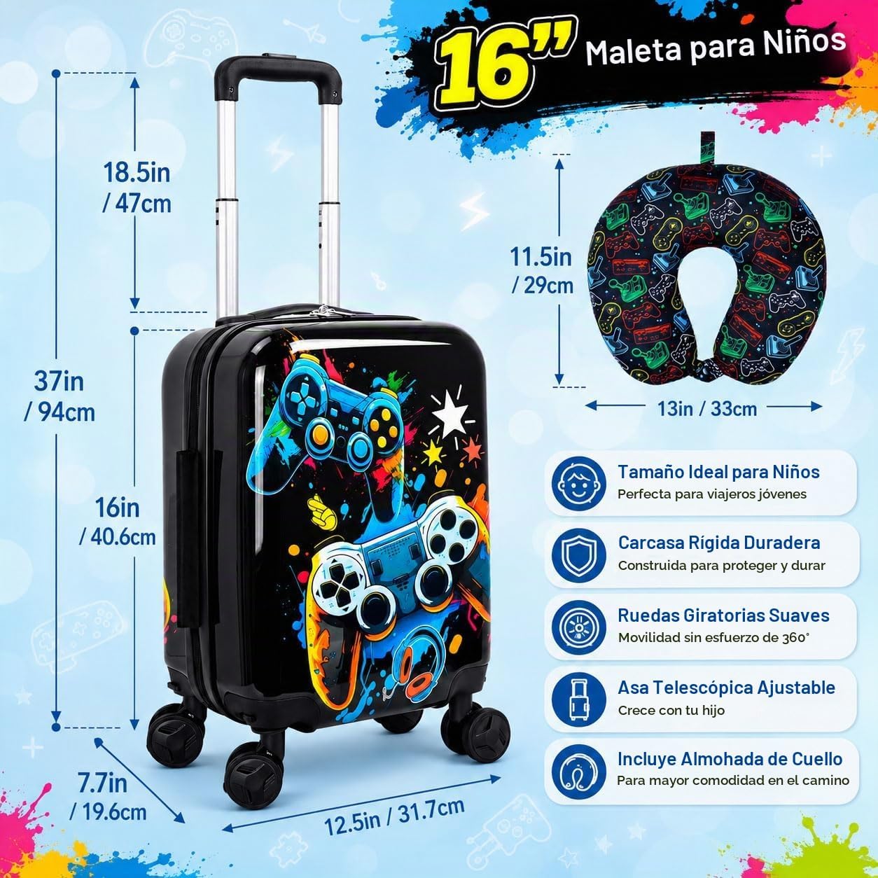 Juego de equipaje de mano ligero para niños, 2 piezas con ruedas, m...