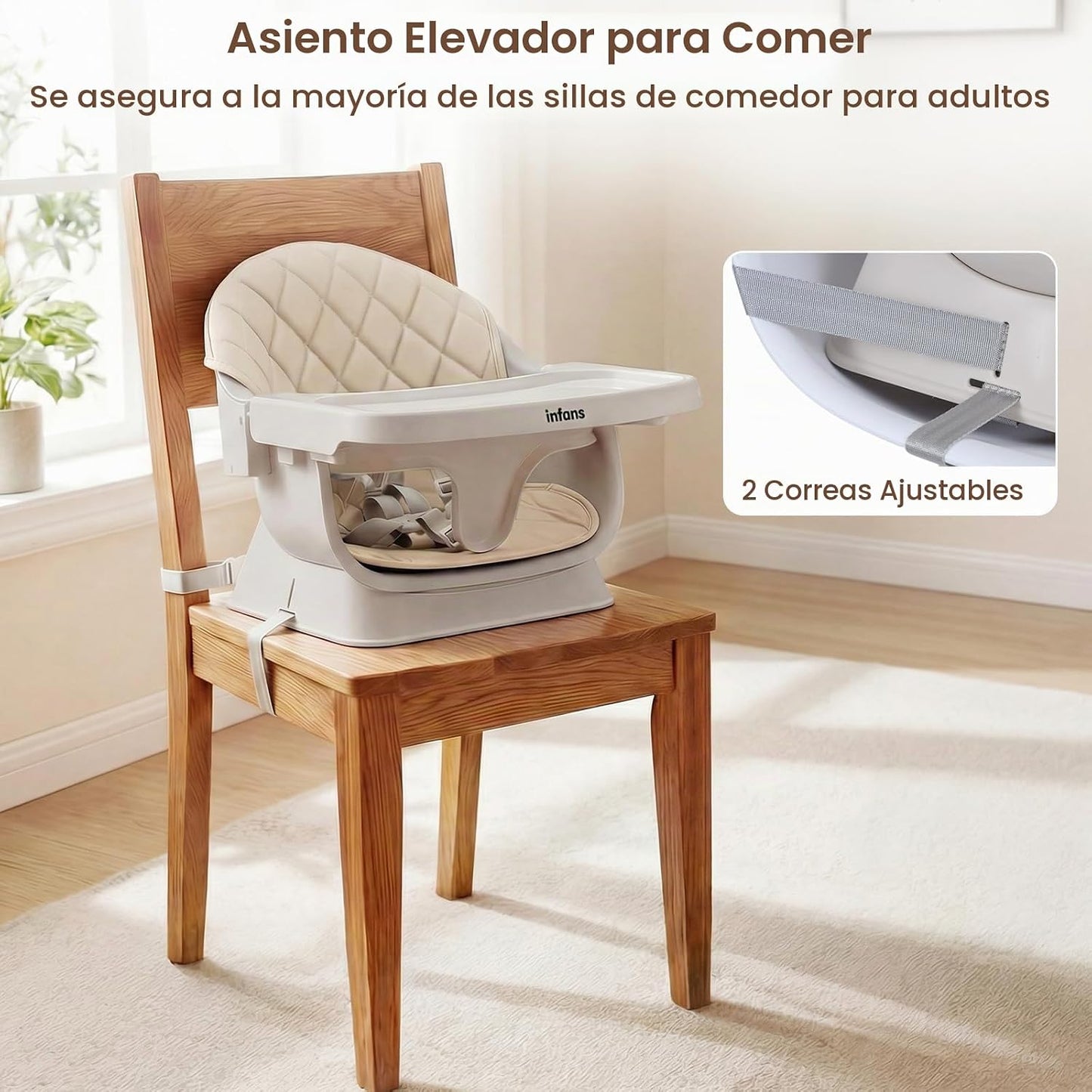 INFANS Silla alta para bebé, silla alta convertible de madera 6 en...