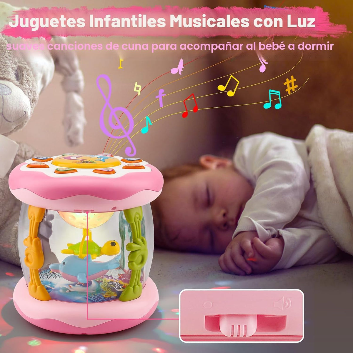 Juguetes para bebé niña, tiempo boca abajo, musical, iluminado, océ...