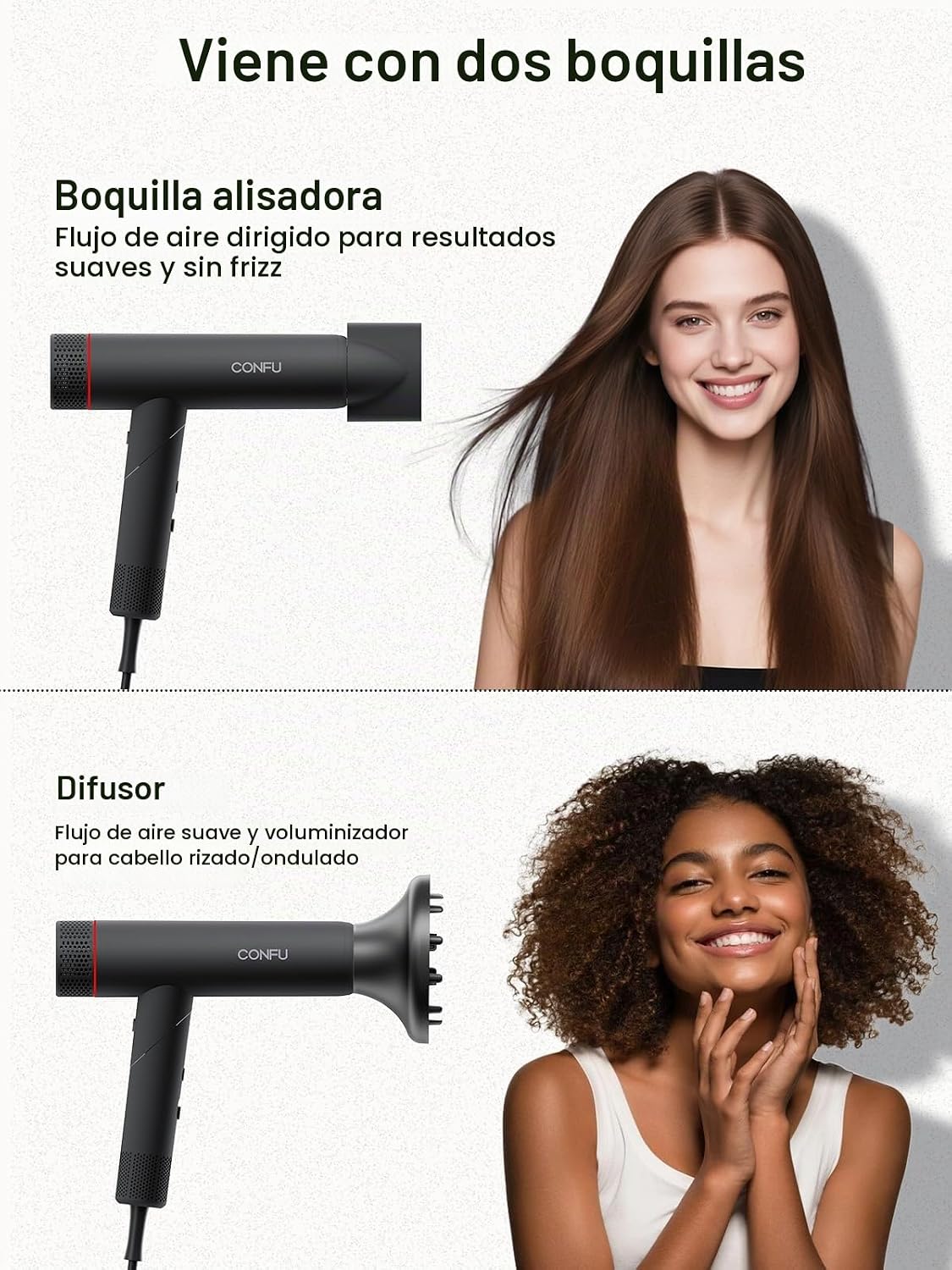 Secador de pelo, secador de pelo CONFU con difusor 110000 RPM | Sec...