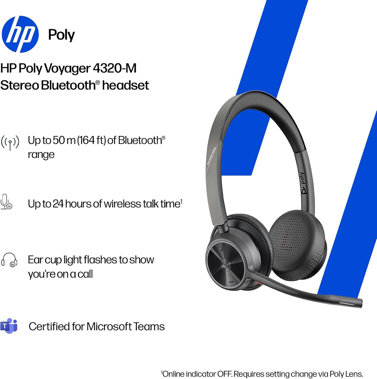 Poly Voyager 4320 UC Auriculares Inalámbricos y Soporte de Carga -...