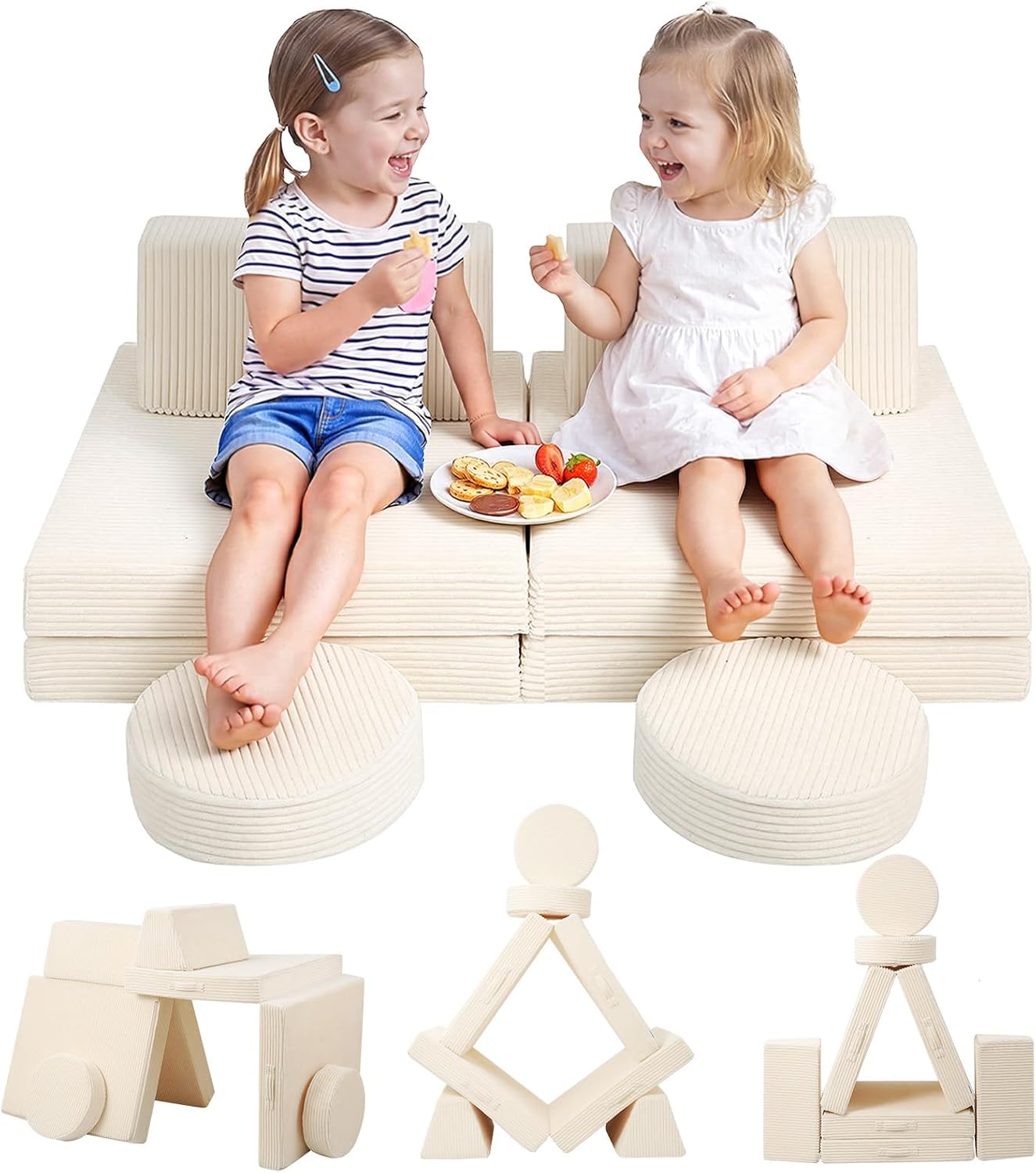 MeMoreCool - Sofá modular para niños, 8 piezas, color beige | Sofá...