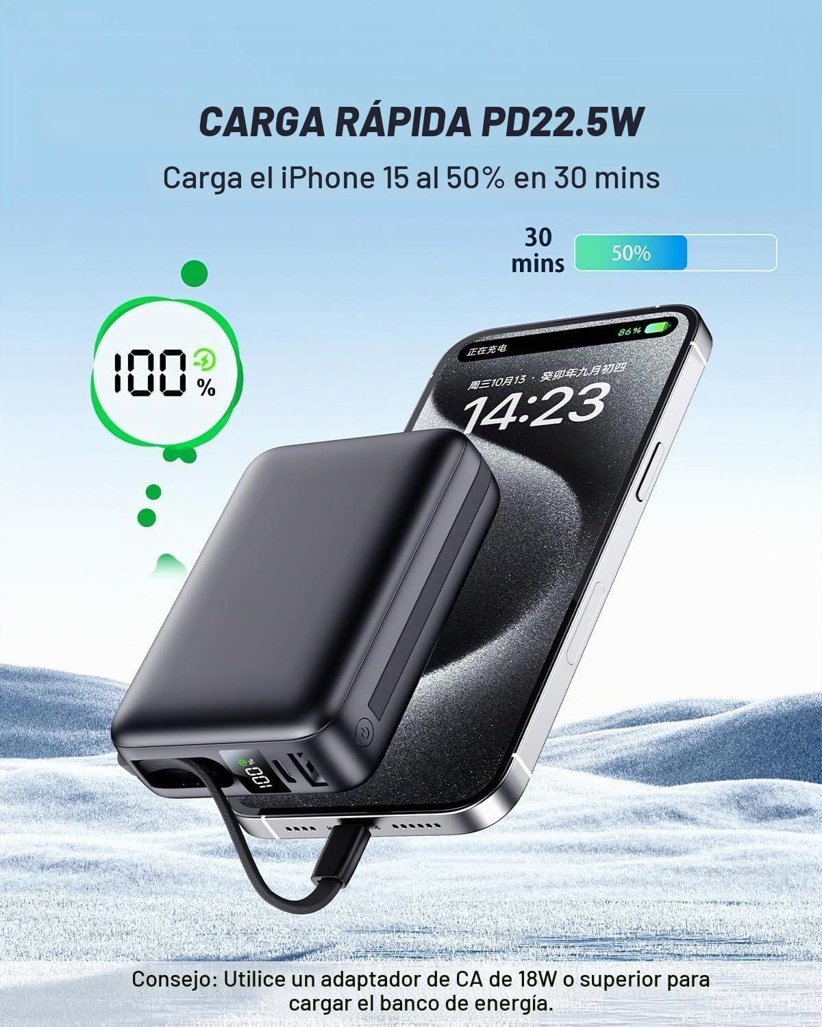Cargador portátil 50000mAh, PD22.5W Banco de energía de carga rápid...