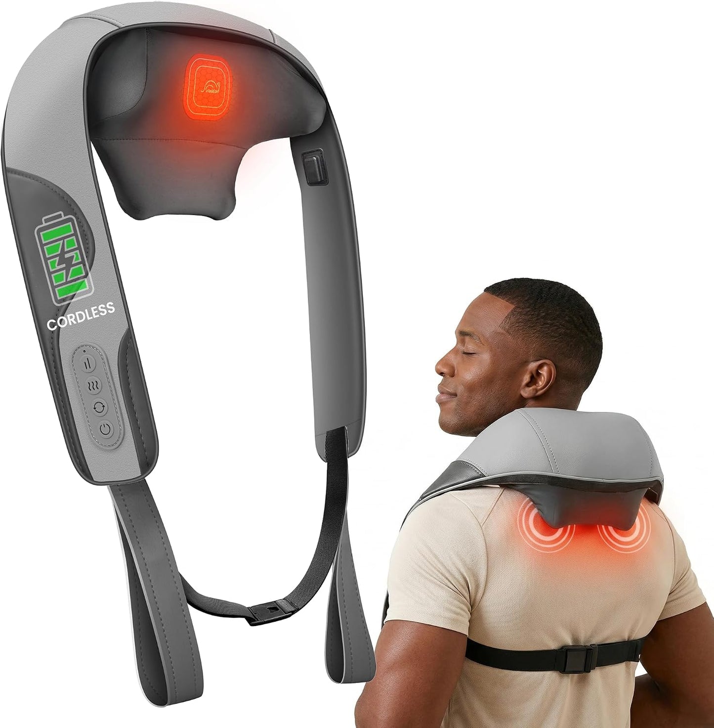Snailax Masajeador de cuello inalámbrico \u2013 Masajeador de hombr...