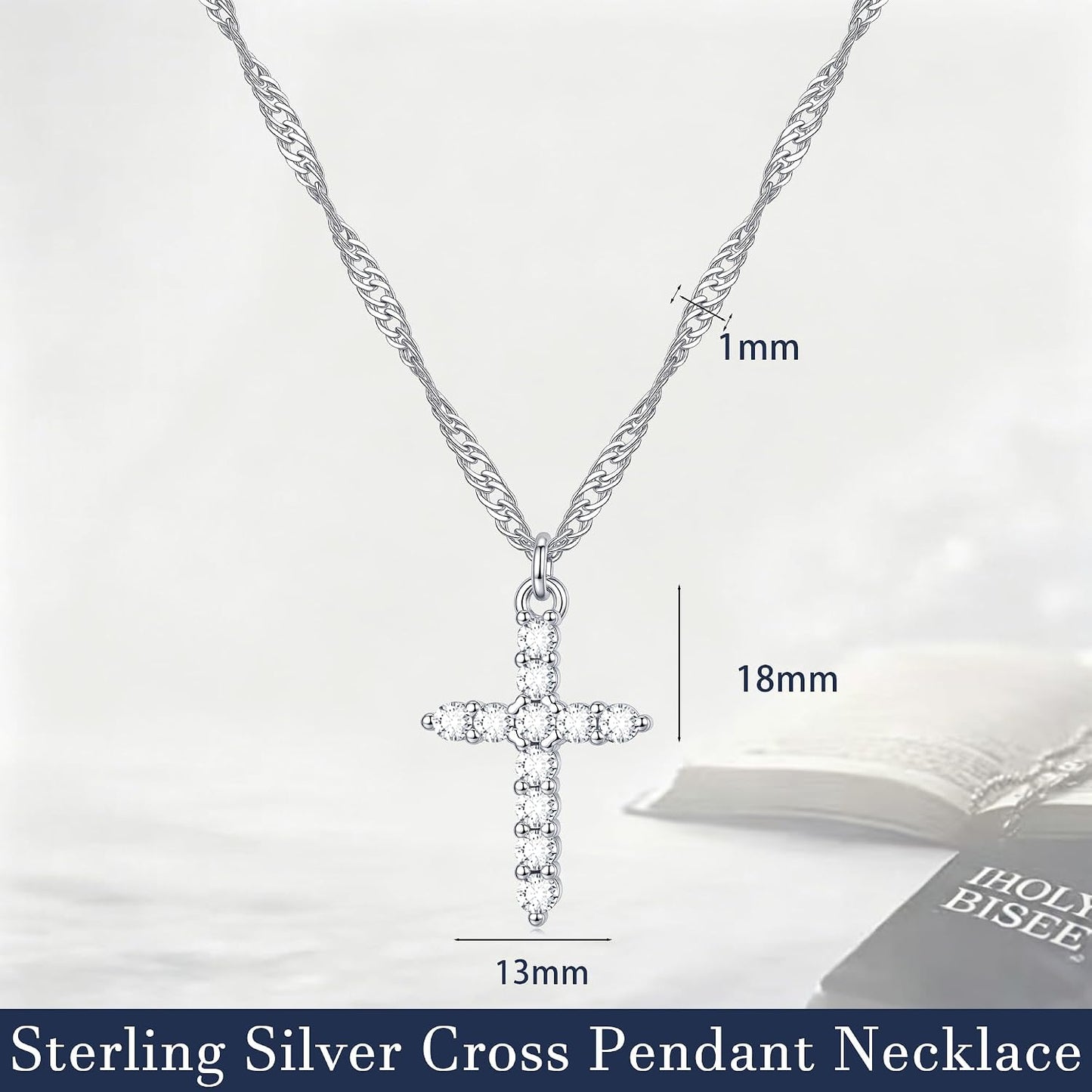 JPLJMM Collar de cruz de plata de ley S925 para mujer – Collar con...