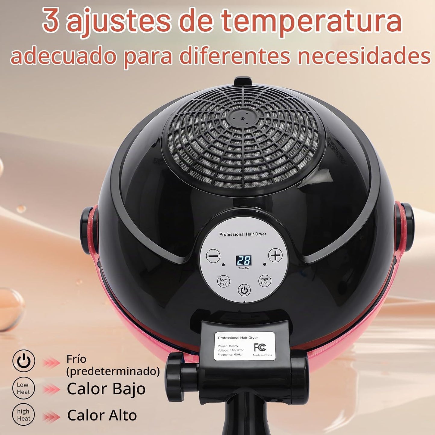 Secador de pelo con capucha, secador de pelo profesional de pie con...