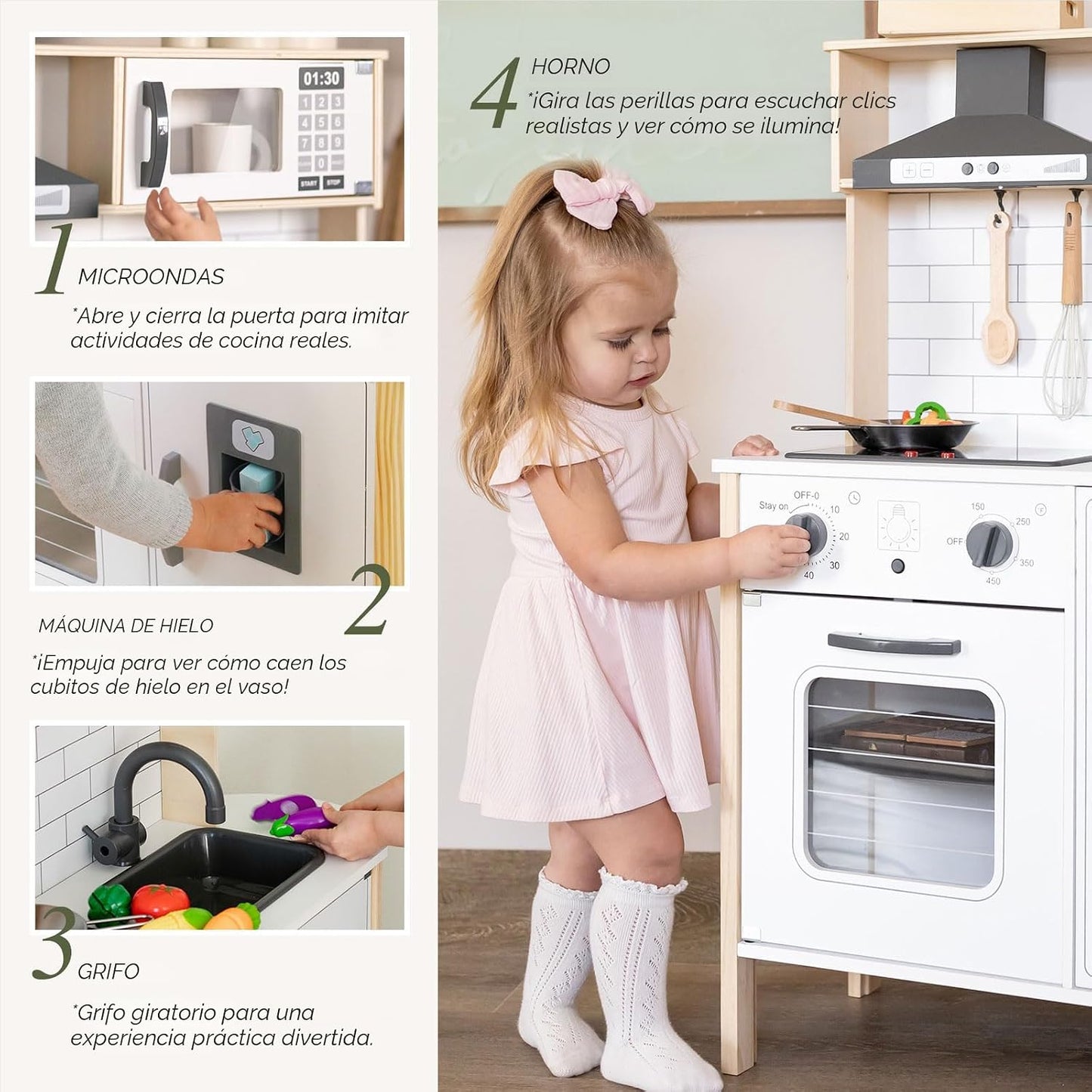 Tiny Land Juego de cocina para niños, juego de cocina de madera par...