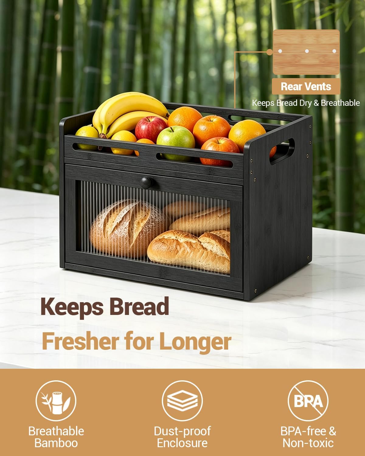 Coiesol Panera para encimera de cocina, contenedor de almacenamient...