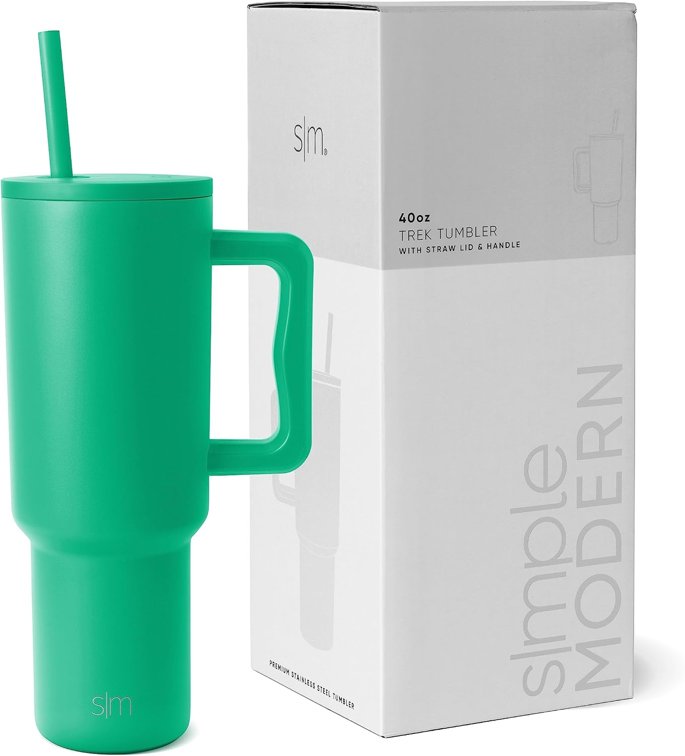 Simple Modern Tumbler with Handle and Straw | 40oz | Striped | Trek...