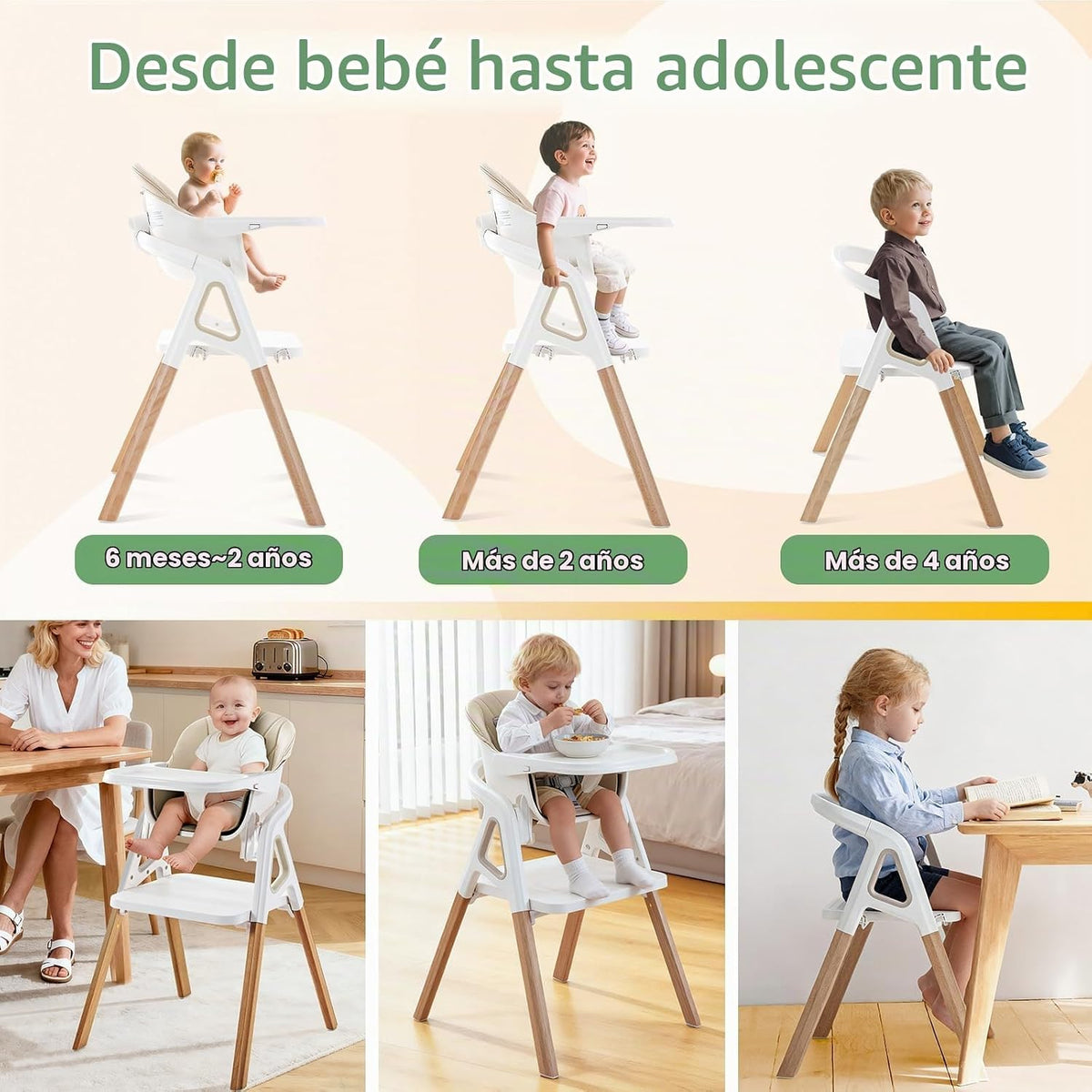 Silla alta para bebé, para bebés y niños pequeños, silla alta conve...