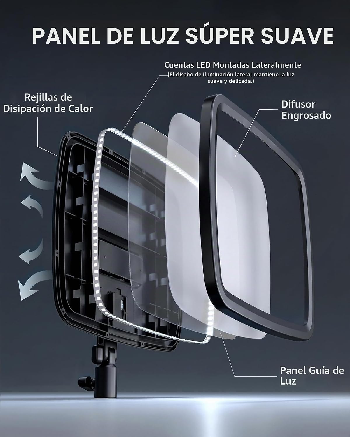 NiceVeedi Luz grande suave de 14 pulgadas con soporte de 72 pulgada...