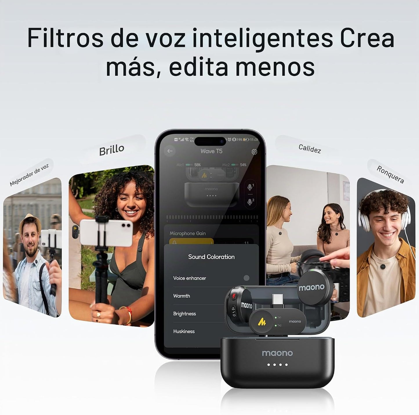 MAONO Micrófono inalámbrico Lavalier para iPhone 17\/16\/15\/Androi...