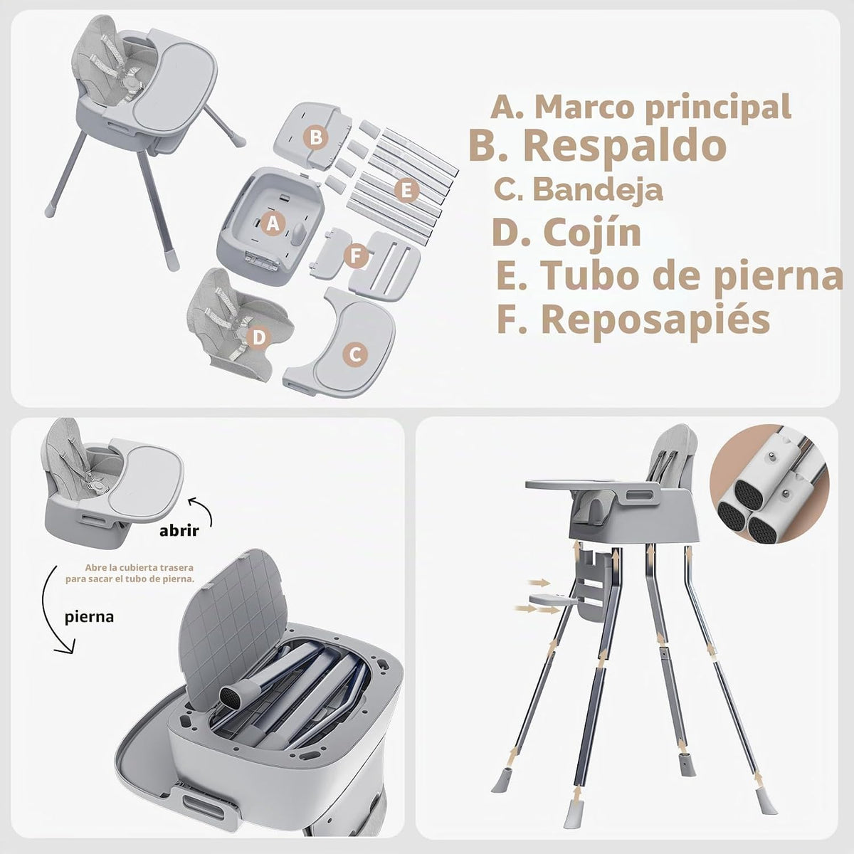 Silla Alta Portátil para Bebés de Meses, Infantes y Niños Pequeños...