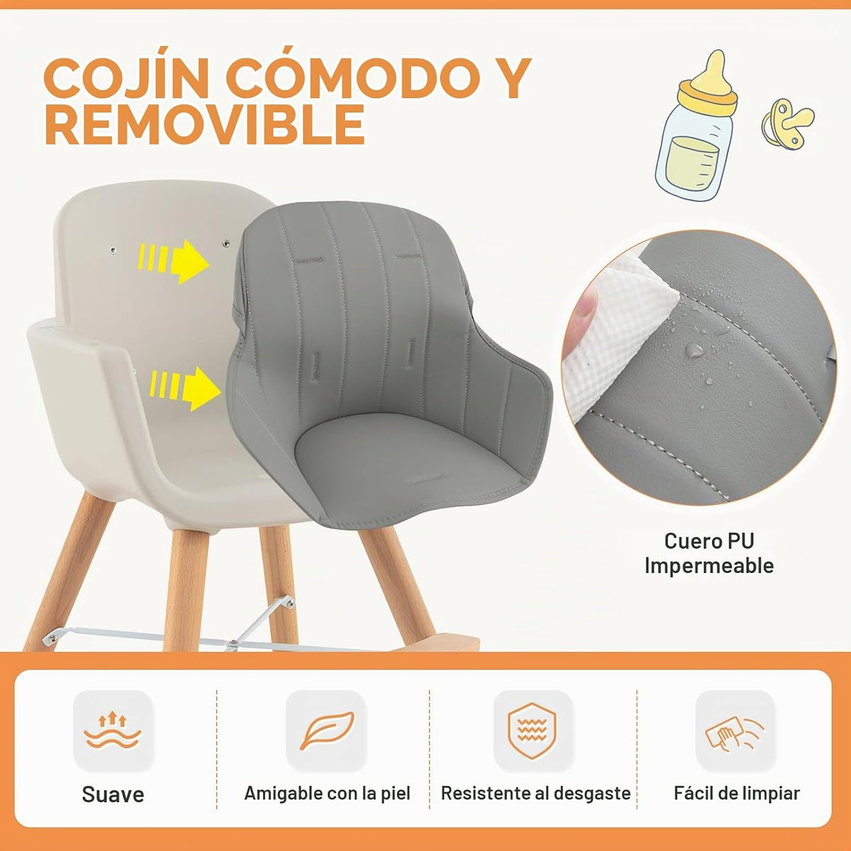 BABY JOY Trona convertible para bebé, 3 en 1, silla alta\/elevado\/...