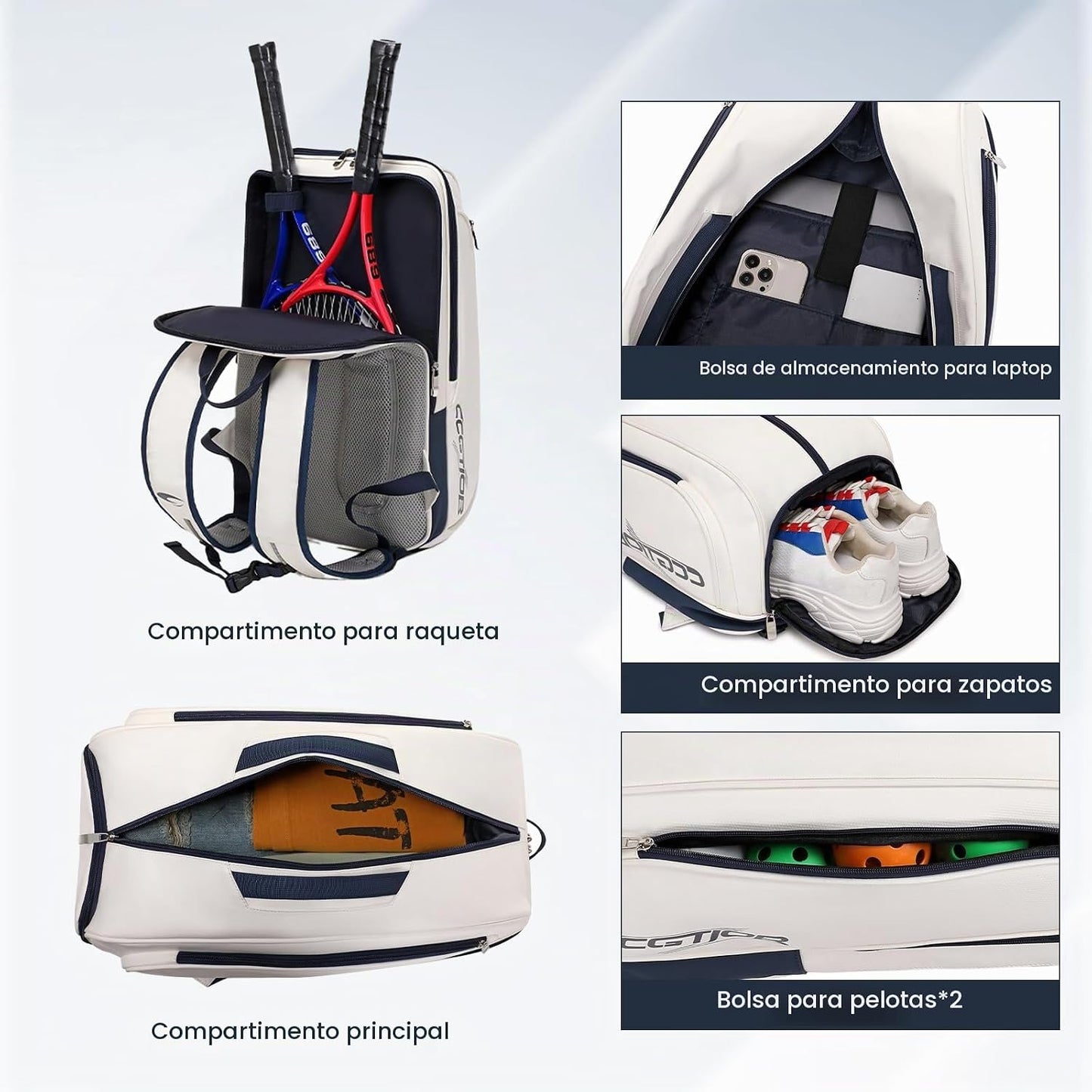 CCGTIOR Bolsa para Raqueta De Tenis Mochila Pickleball Padel con Co...