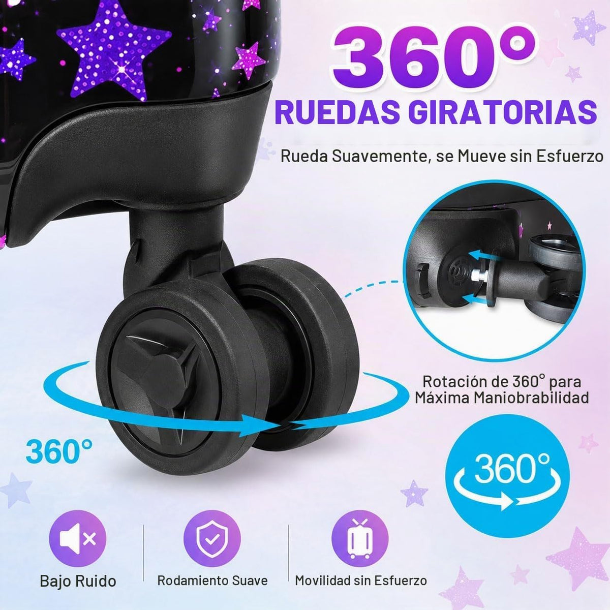 Equipaje para niños, juego de 2 piezas con ruedas giratorias de 360...