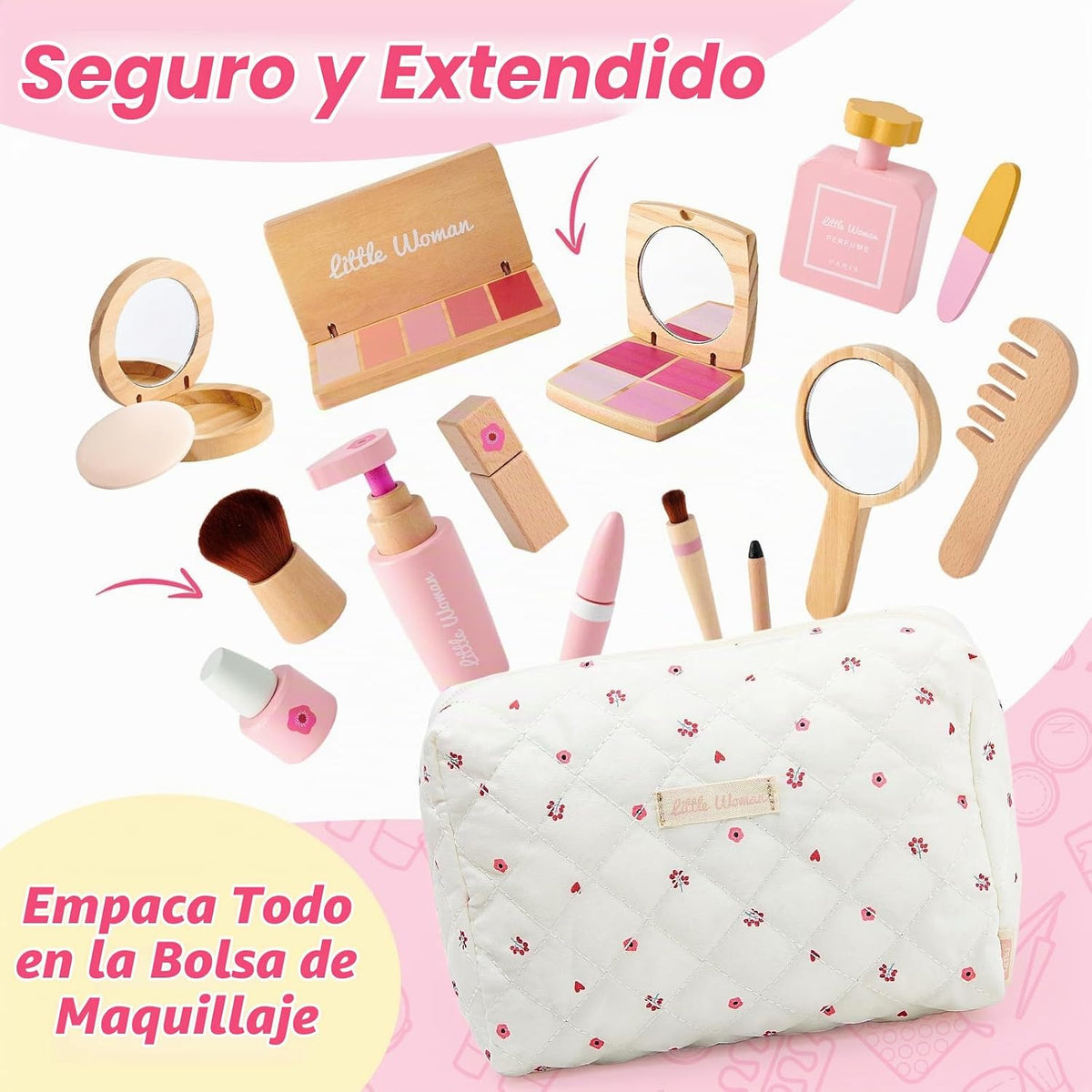 Conjunto de juguetes de maquillaje de madera Lonico para niñas, kit...