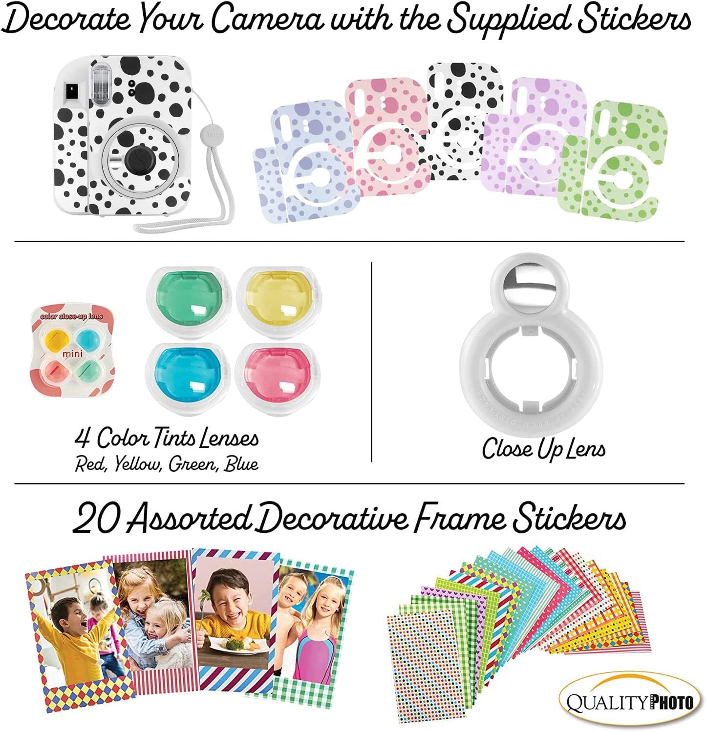 Fujifilm Cámara instantánea Instax Mini 12 con funda, calcomanías d...