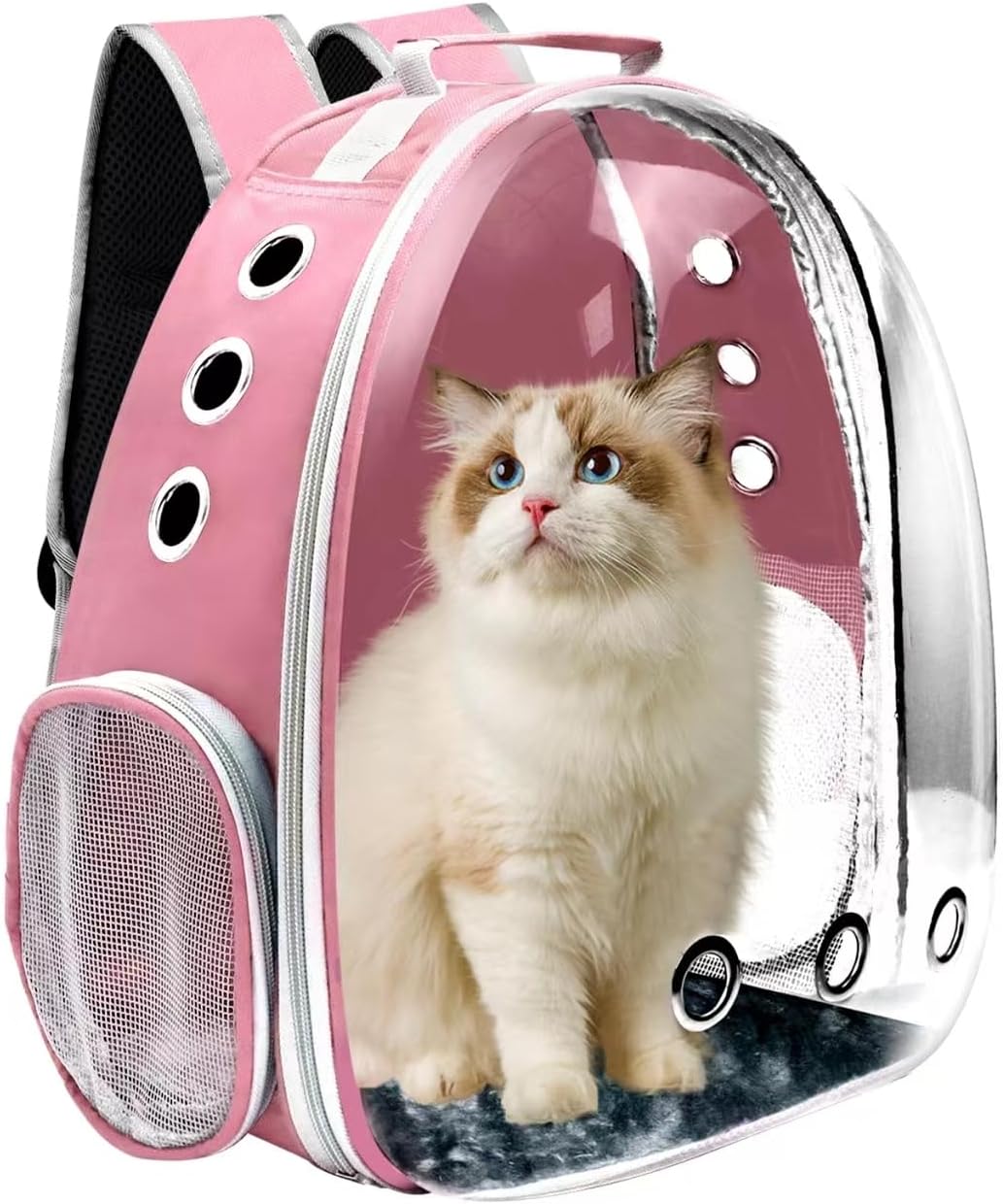 Mochila transportadora para gatos, transportador de mascotas con di...
