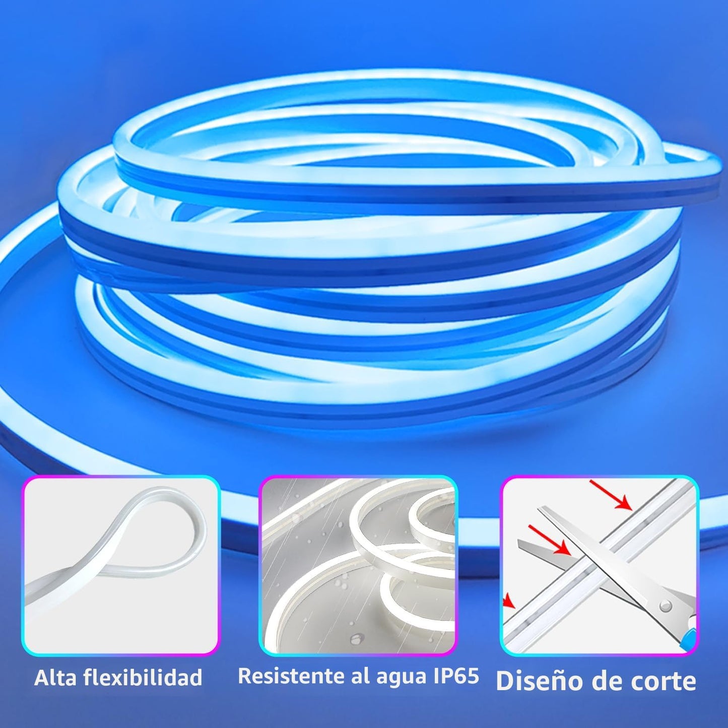 segrass - Tira de luces LED impermeables de 66 pies con control rem...