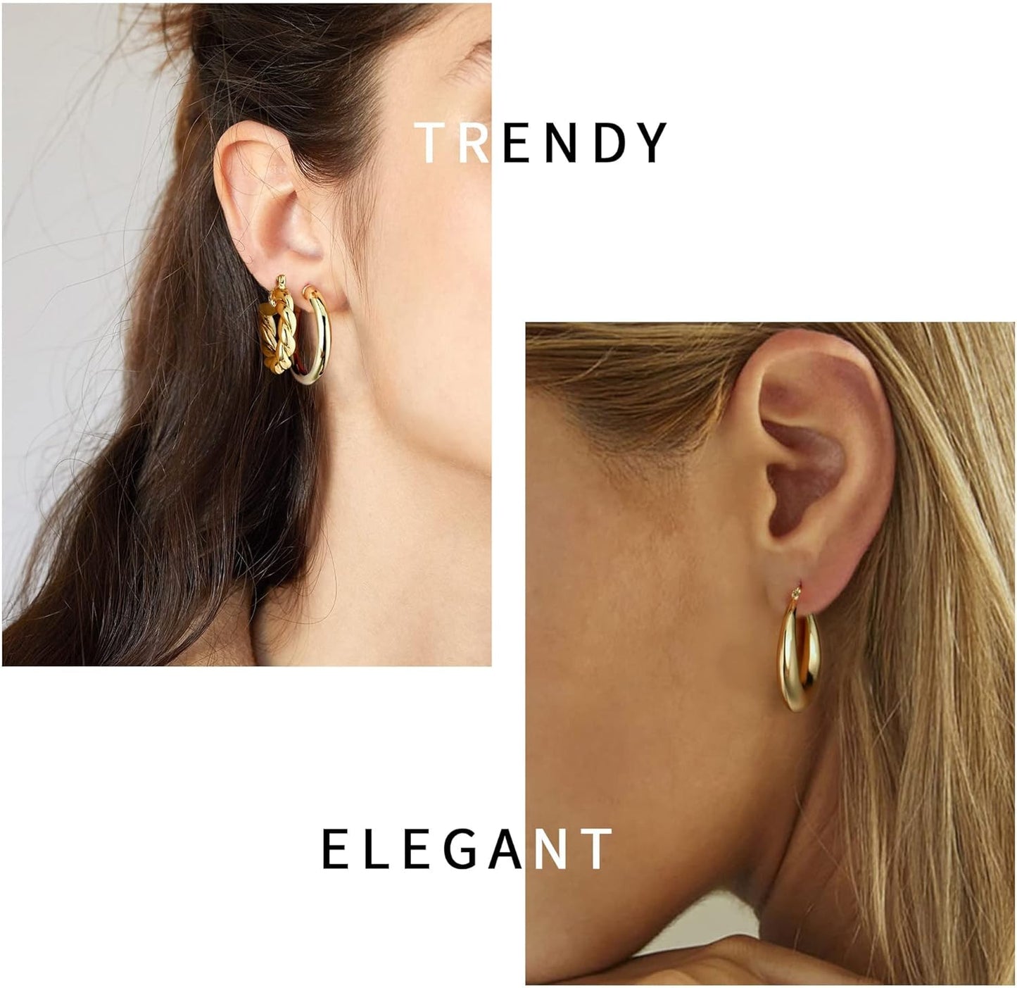 Yesteel 9 pares de arracadas de oro para mujer, chapadas en oro rea...
