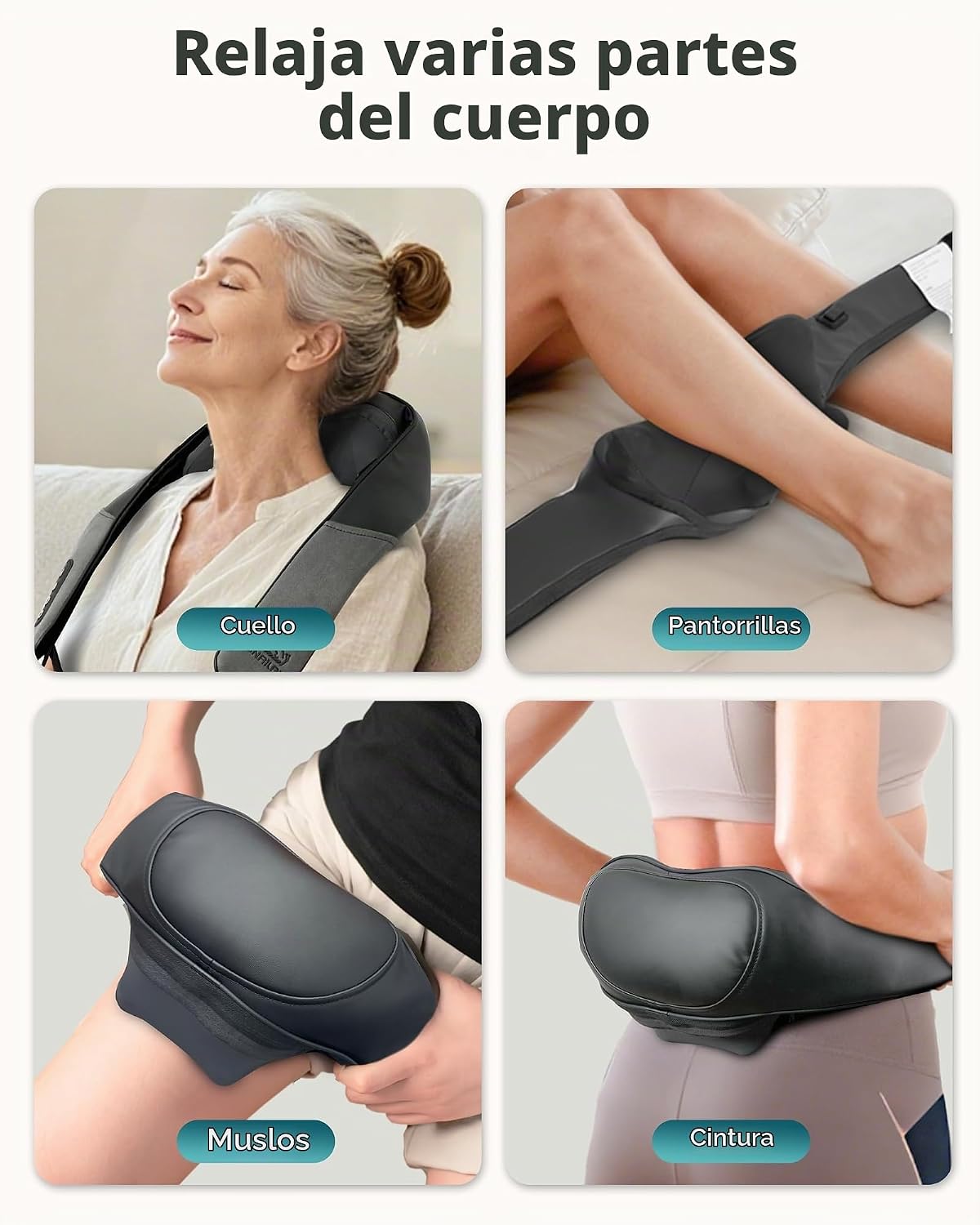 Snailax Masajeador de cuello y hombros con calor, Shiatsu 4D, elegi...