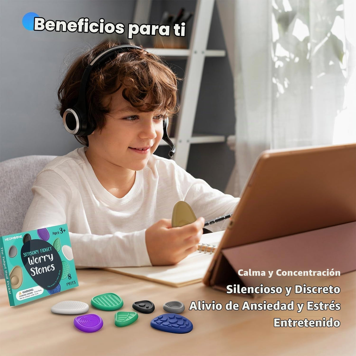 Juguetes antiestrés para adultos piedras sensoriales: paquete de 8...