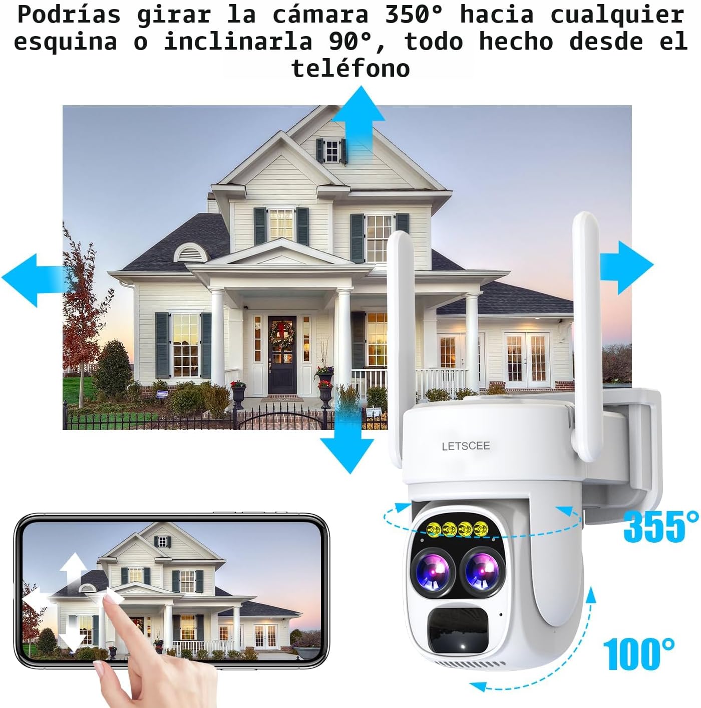 LETSCEE Cámaras de seguridad inalámbricas para exteriores con energ...