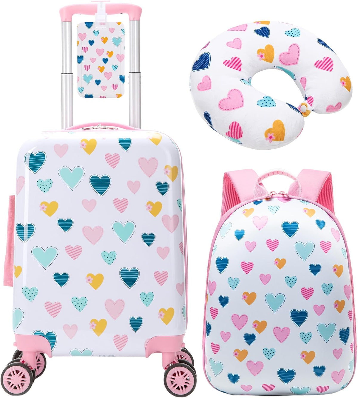 Esteemly Juego de equipaje para niños, 4 piezas, 16 pulgadas, rueda...