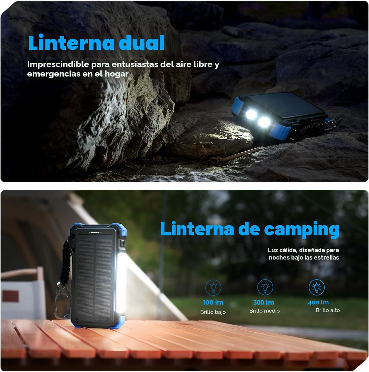 BLAVOR Banco de energía solar 20000mAh, cargador inalámbrico para t...