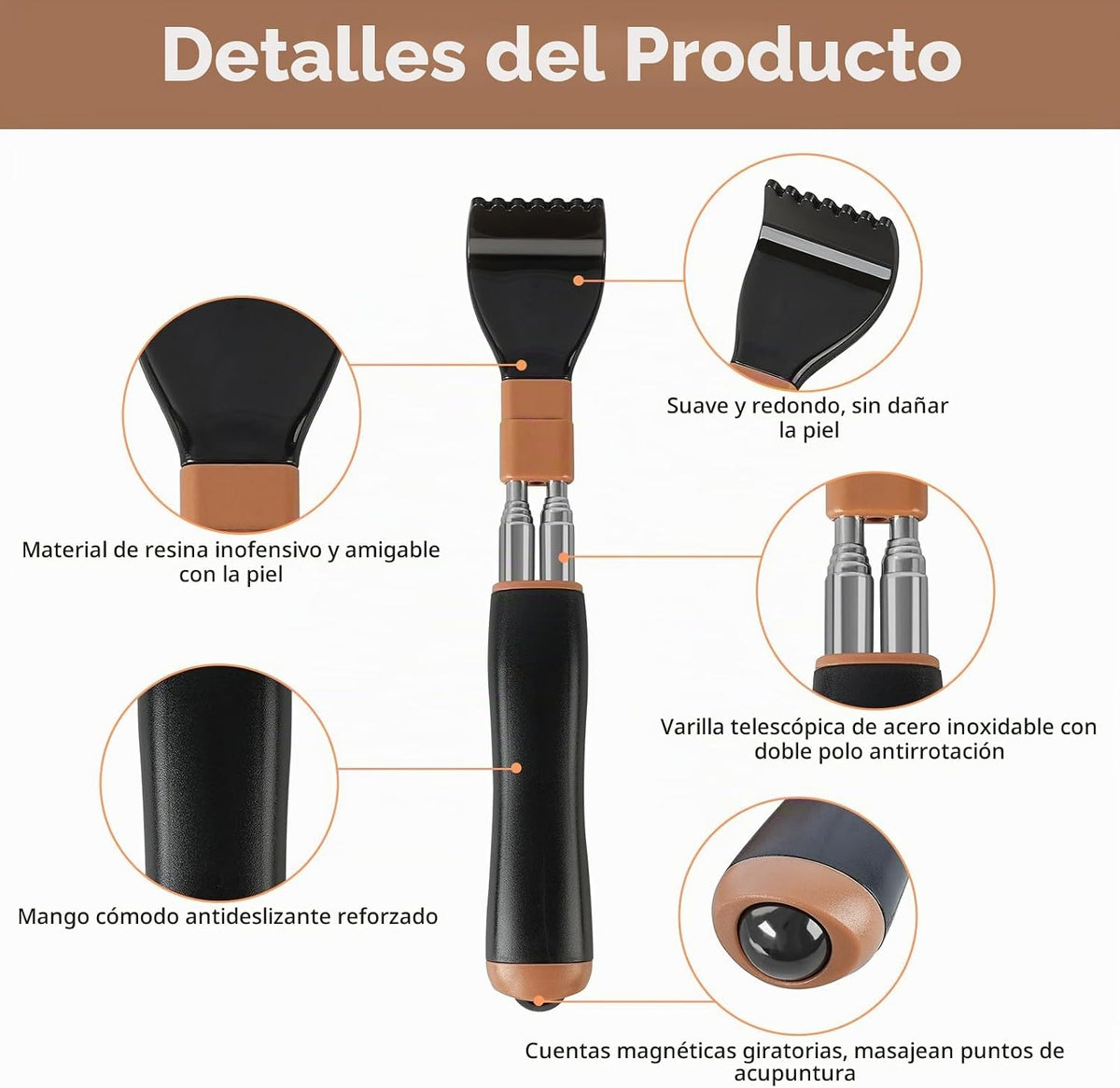 WOVTE Rascador de espalda extensible para hombres y mujeres | Cabez...