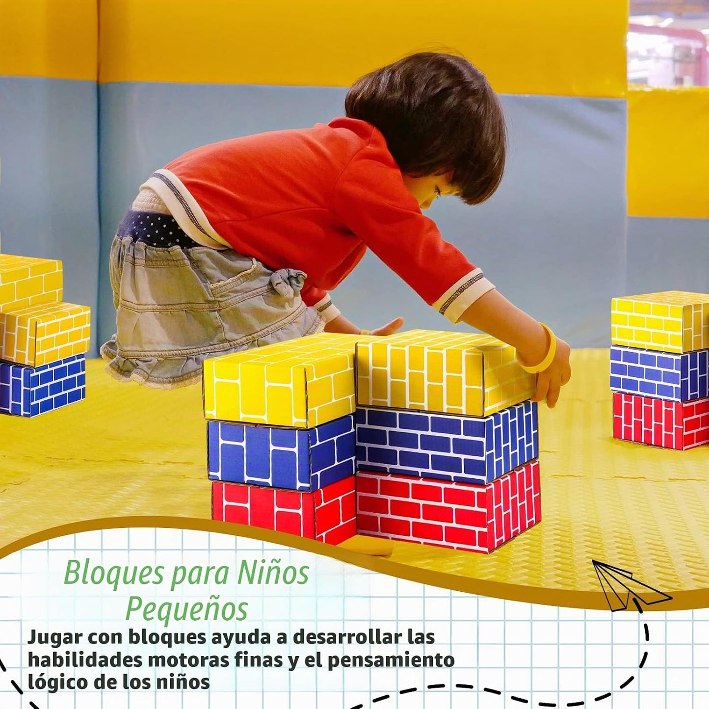 Nuanchu - 60 bloques de construcción de cartón para niños, formas s...