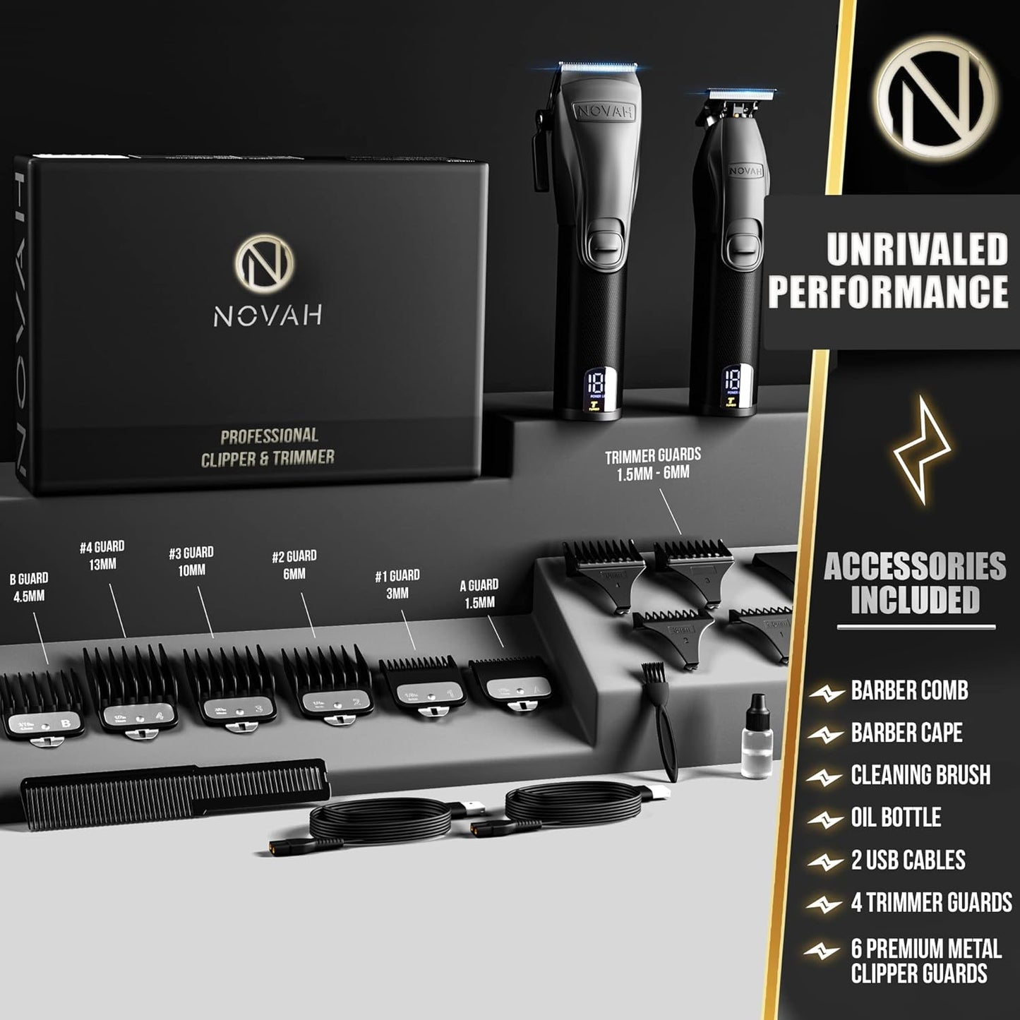 Novah® Cortadoras de Cabello Profesionales para Hombres, Cortadoras...