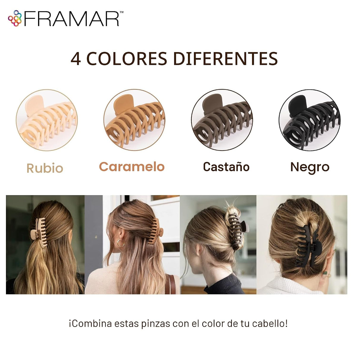 FRAMAR Pinzas de garra extra grandes para cabello grueso \u2013 Paq...
