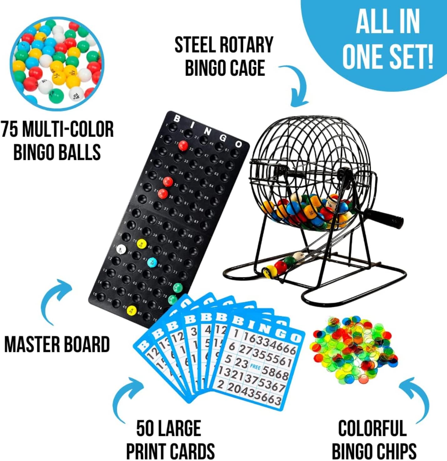 Juego de Bingo Deluxe Regal para Adultos y Niños - Incluye Jaula de...