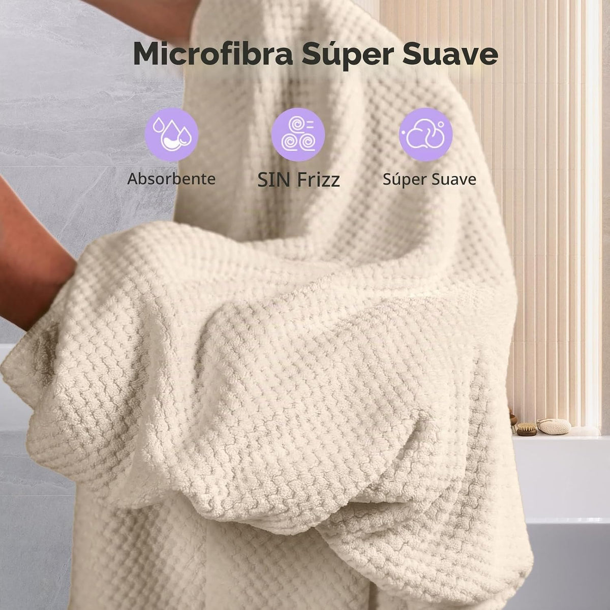 Toalla de Cabello de Microfibra Extra Grande para Mujeres con Cabel...
