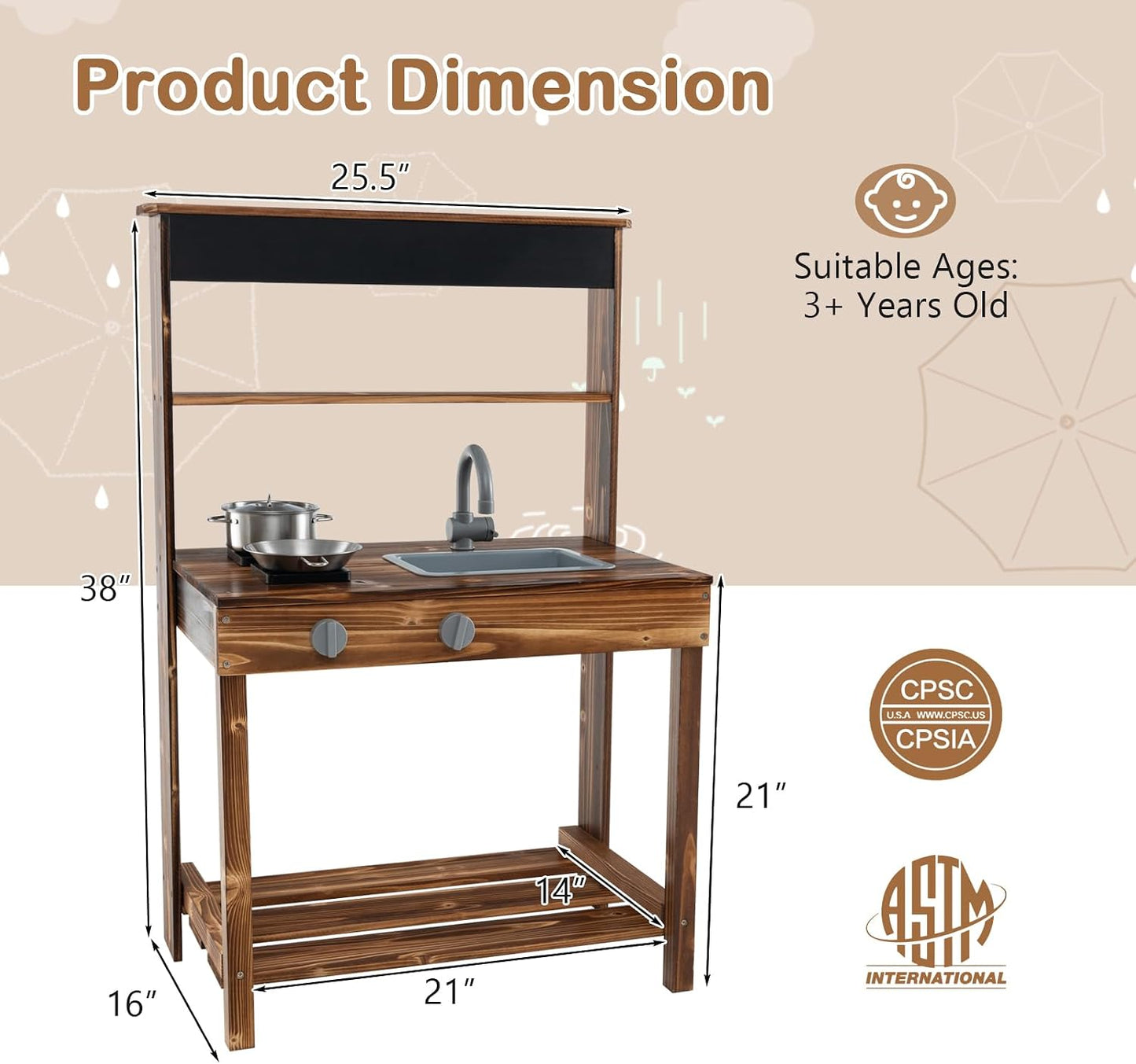 Costzon Cocina de barro, cocina de juego al aire libre con estufas,...