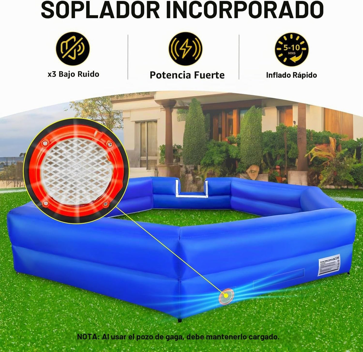 WARSUN Piscina de pelotas Gaga inflable de 15 pies con potente sopl...