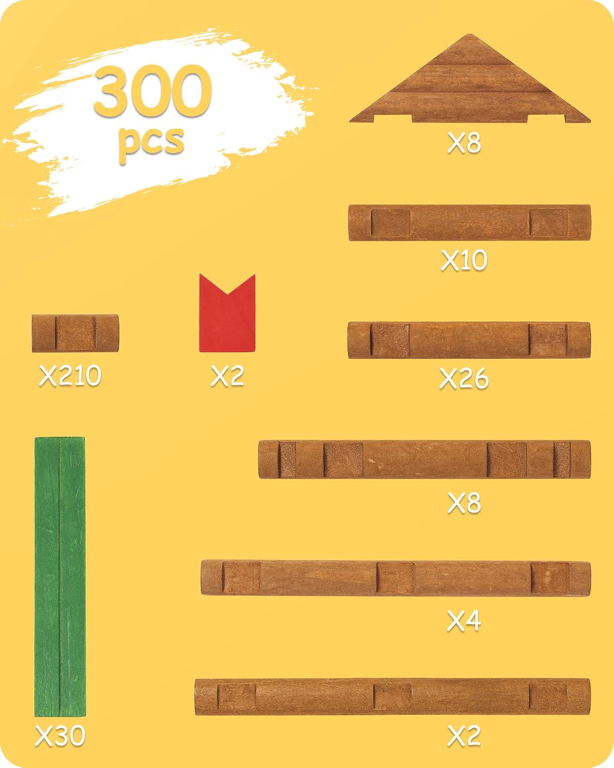 SainSmart Jr. Juego de 300 piezas de cabaña de troncos de madera, j...