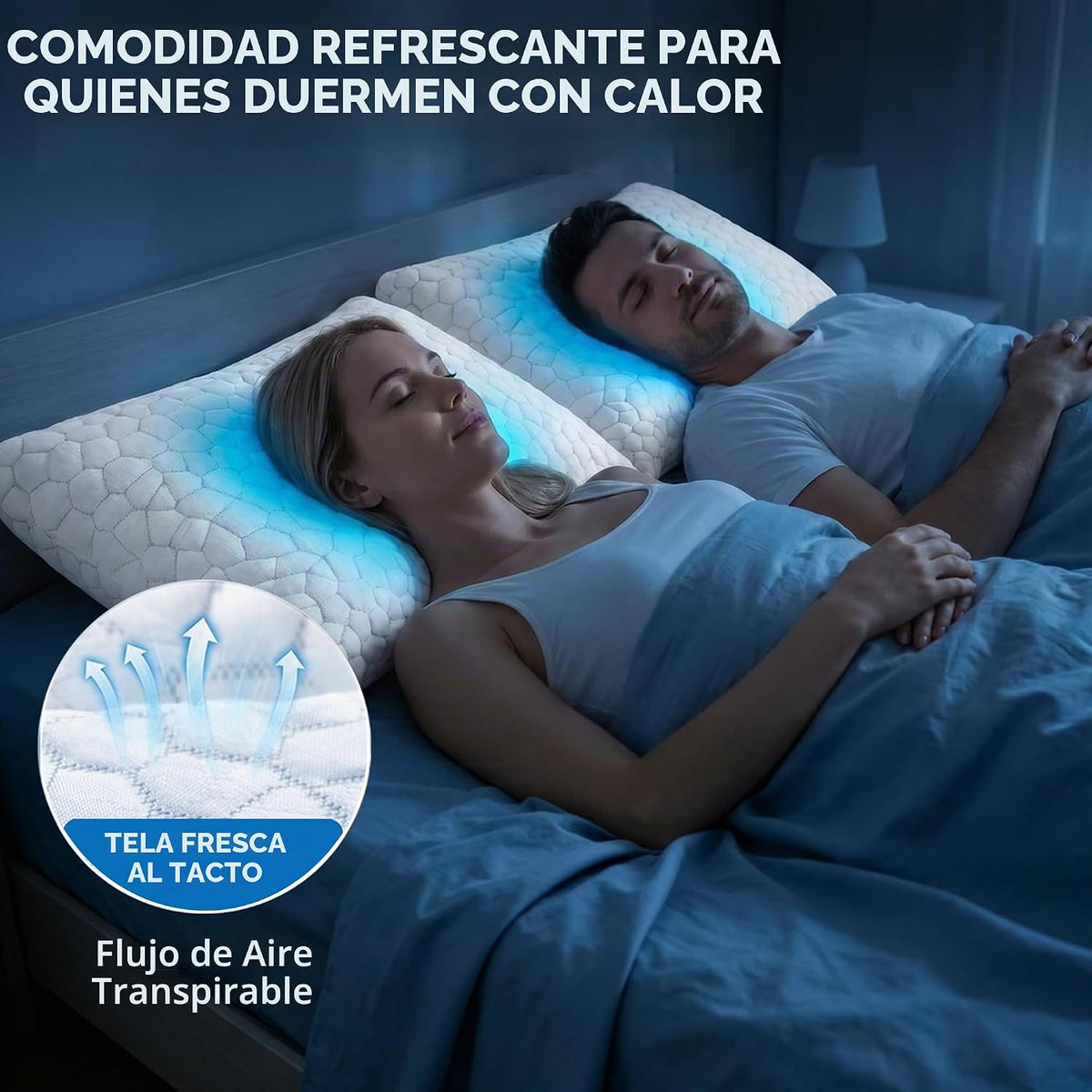 Juego de 2 almohadas refrescantes tamaño King, almohadas de espuma...