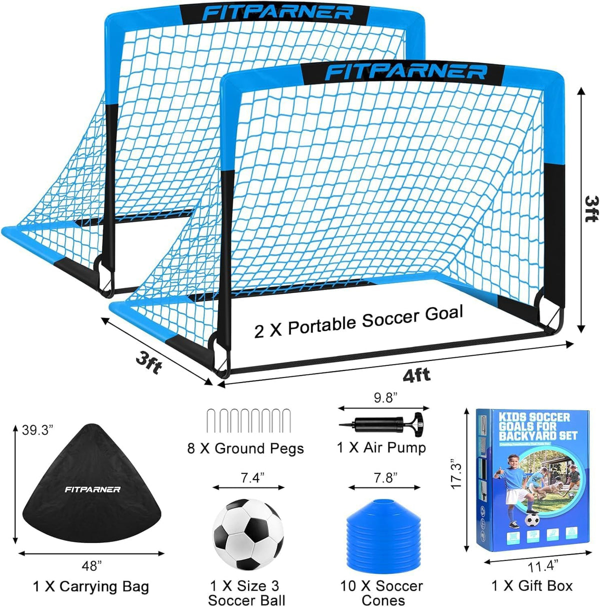 FITPARNER Arcos de Fútbol para Niños para Patio Trasero - Juego de...