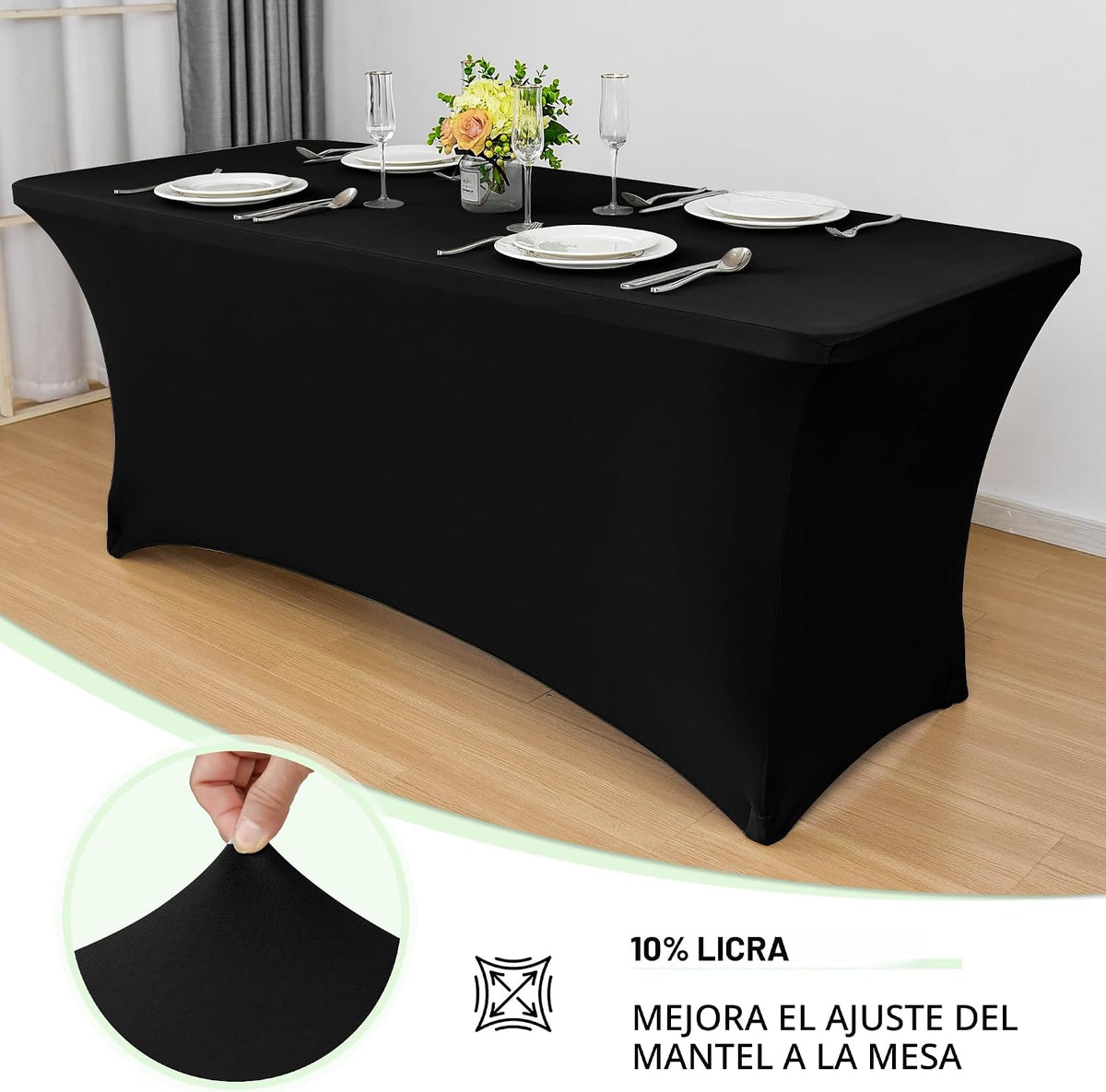 Obstal Paquete de 6 Fundas de Mesa Elásticas de Spandex para Mesas...