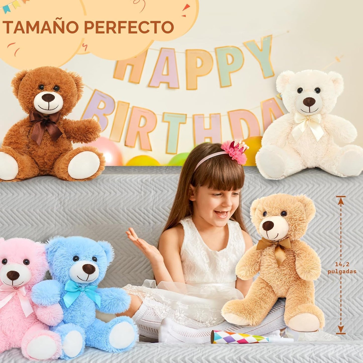Tezituor Paquete de 3 osos de peluche a granel de 14 pulgadas para...