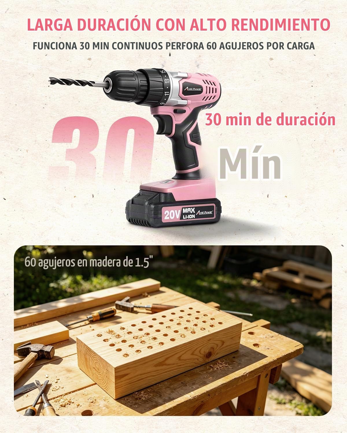 AVID POWER Juego de taladro inalámbrico de 20 V para proyectos de b...