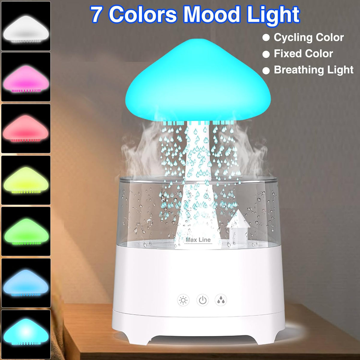 Diffuserlove Difusor de lluvia Nube Humidificador 450ML Difusor Agu...