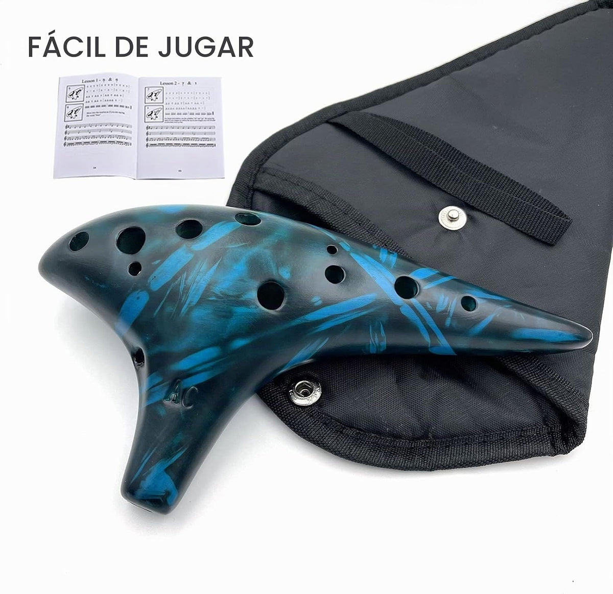 Ocarina de 12 agujeros Alto C de paja con cerámica ahumada, instrum...