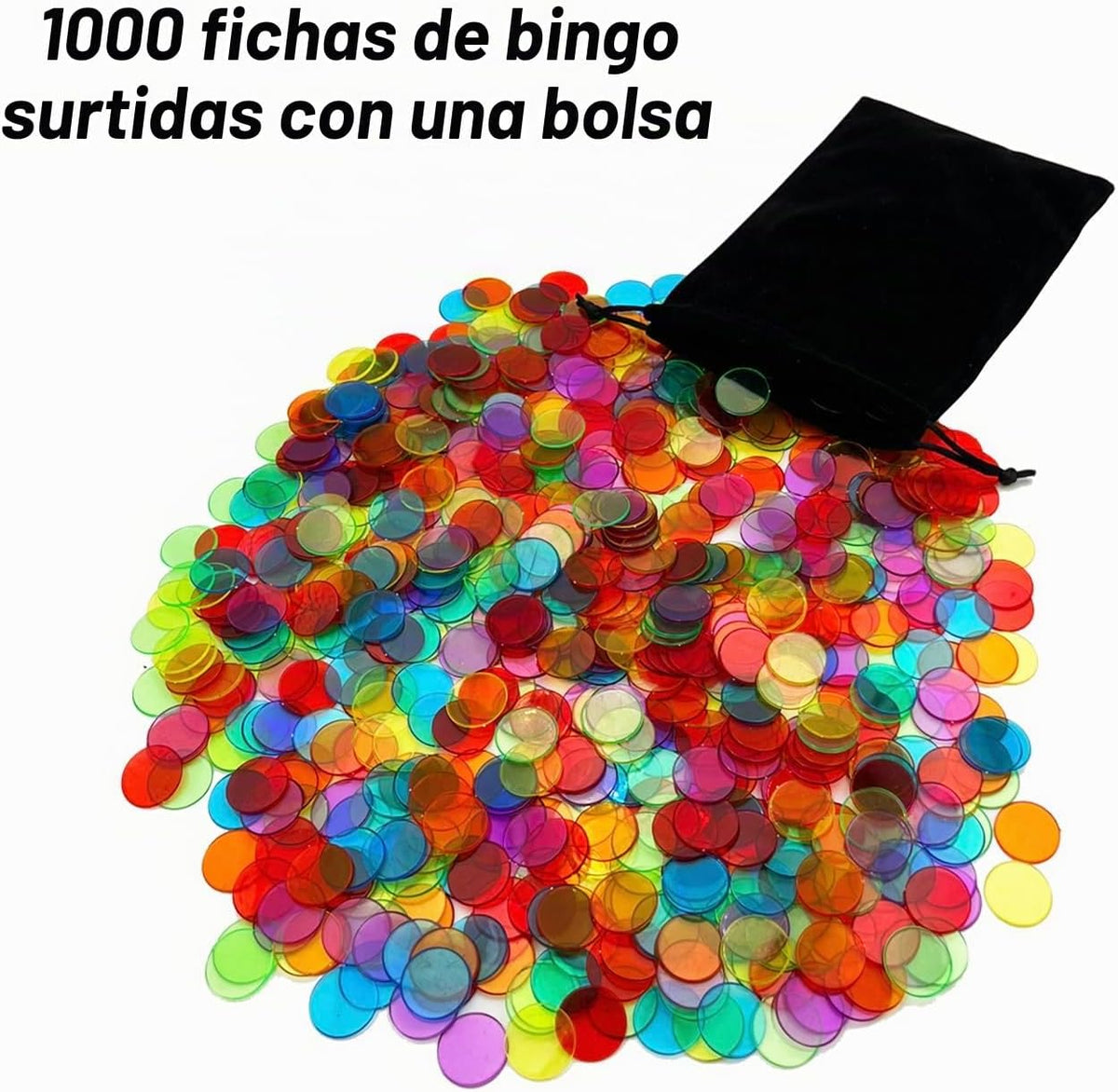 JUNWRROW 1000 Piezas Fichas de Conteo de Bingo Transparentes de 3\/...