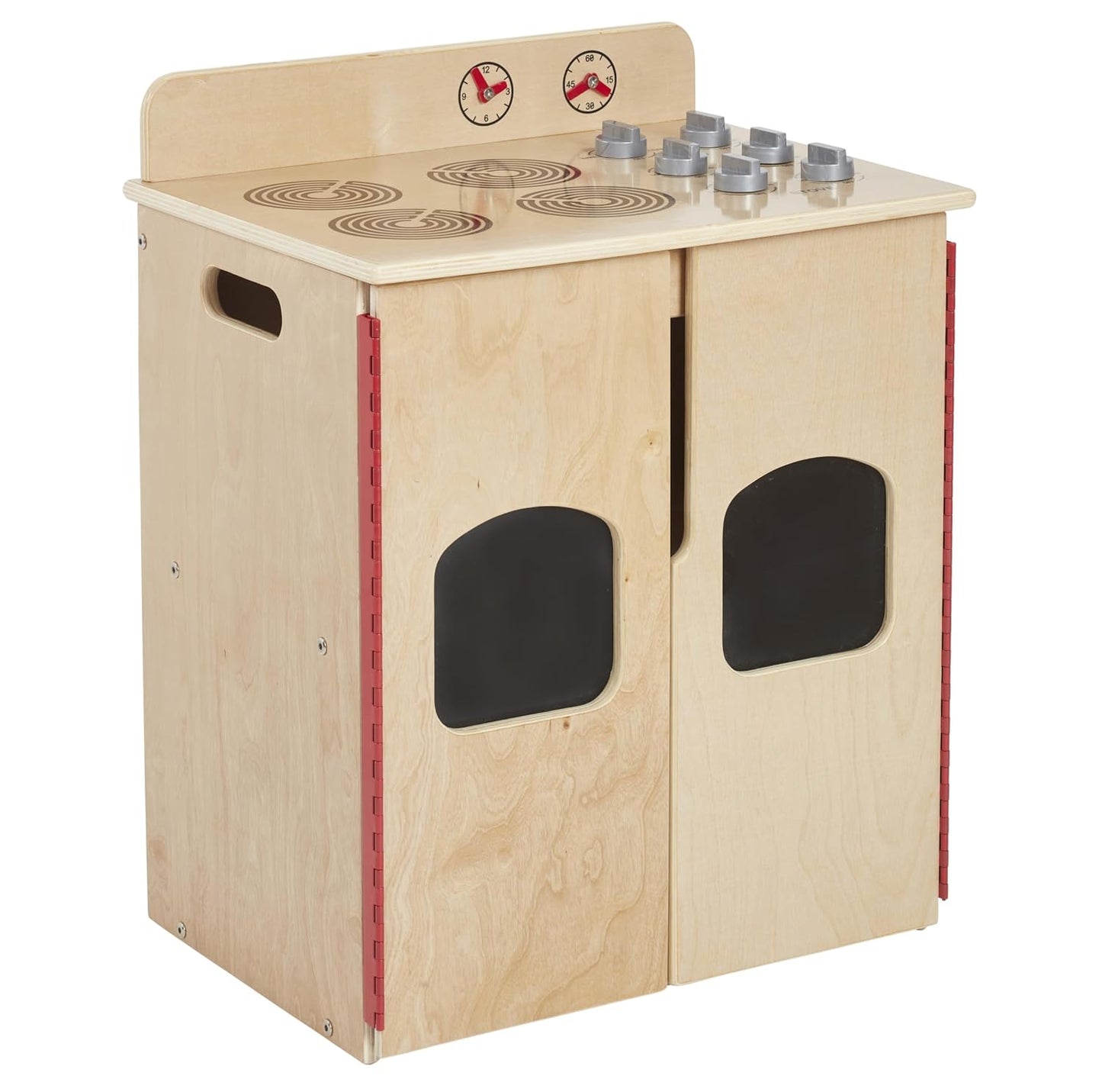ECR4Kids Estufa de Cocina de Juguete, Set de Juego de Madera, Natural
