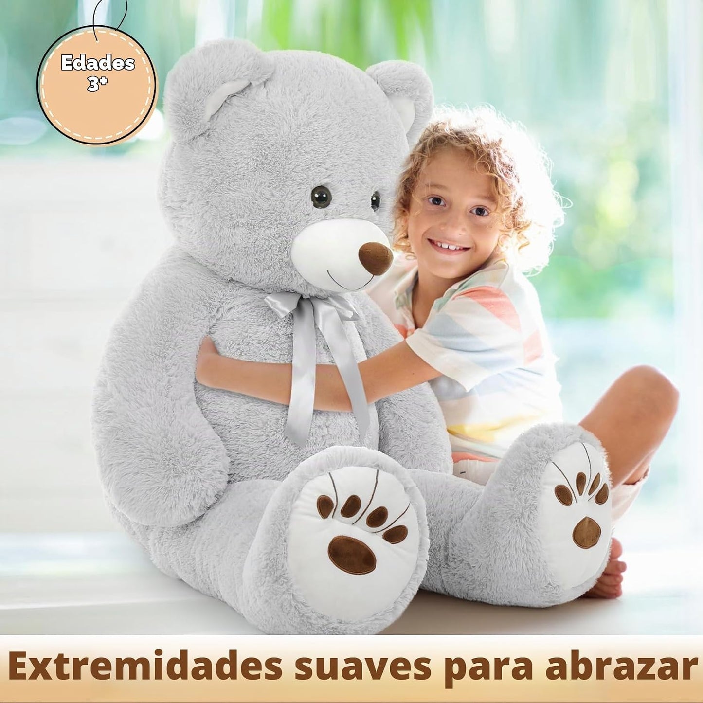 MorisMos - Oso de peluche gigante, 51 pulgadas, color gris | Oso de...