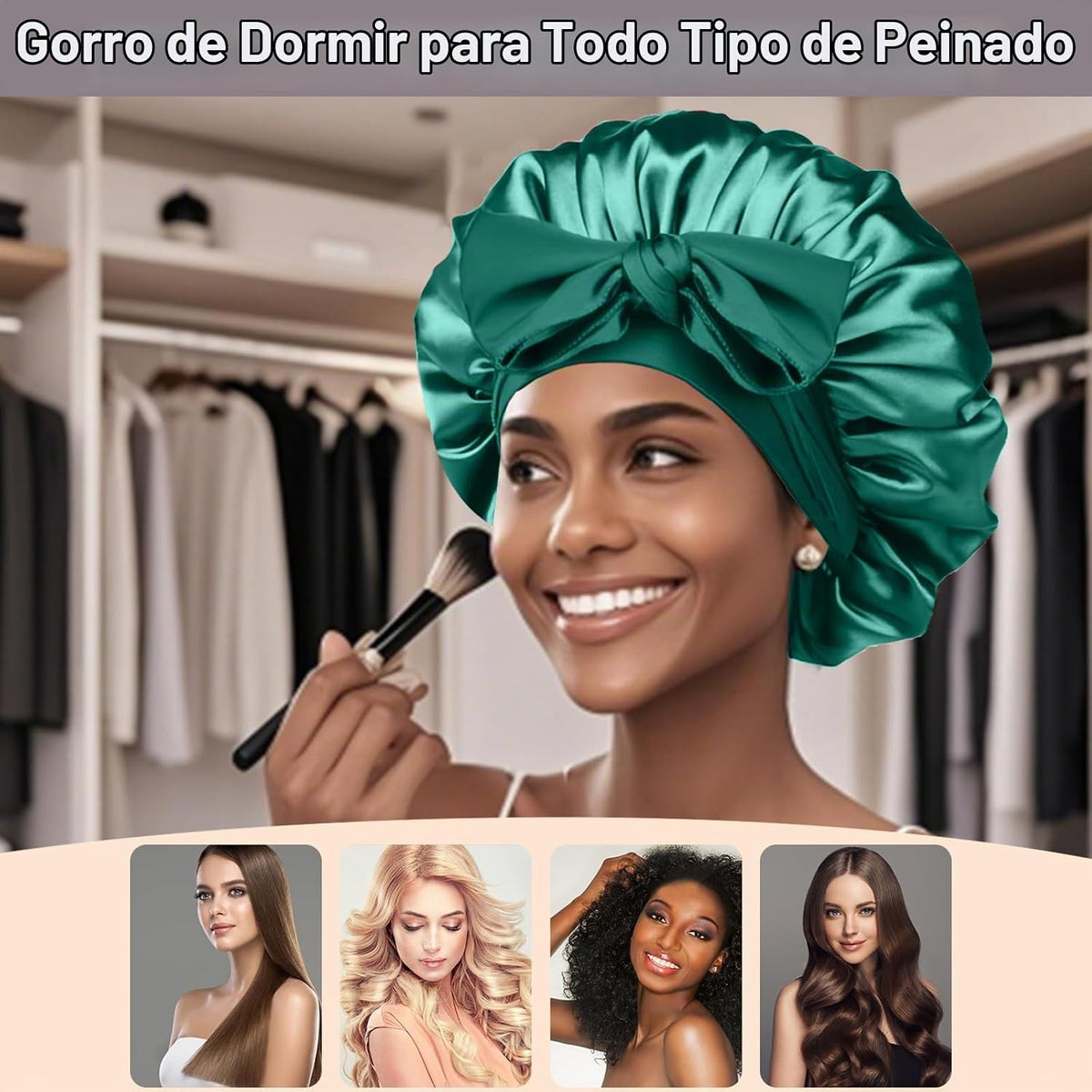 2 piezas de gorro de seda satinada para dormir para mujeres, gorro...